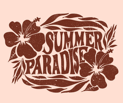 Tropical summer paradise artwork. Summer good vibes vector graphic design for apparel, stickers, posters, background and others.