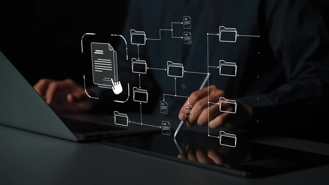 Digital file structure showing folder organization, file hierarchy, and document arrangement. File structure supports management, improves access, and file structure enhances clarity. Marrow