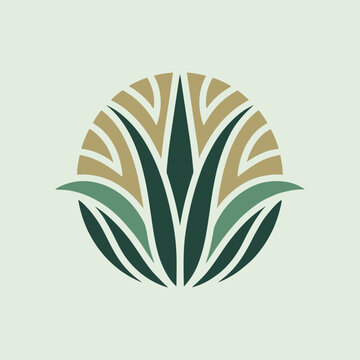 Minimalist agave plant logo design featuring stylized green leaves in a circular arrangement