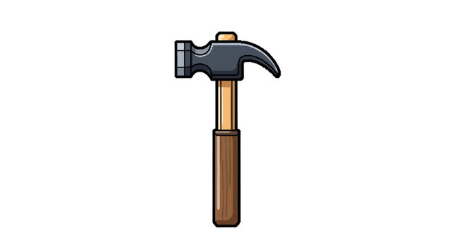 Hammer with brown wooden handle.