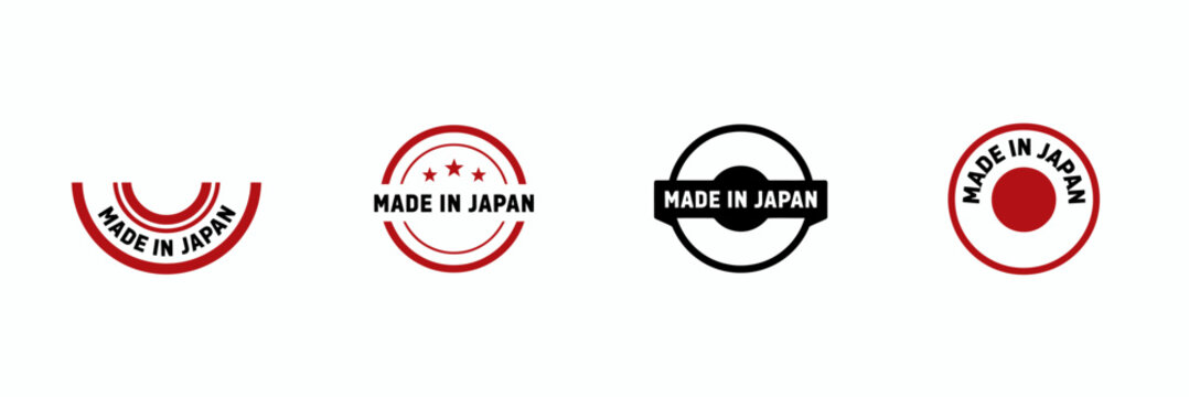 Made in Japan product labels and stamps for quality guarantee and origin identification