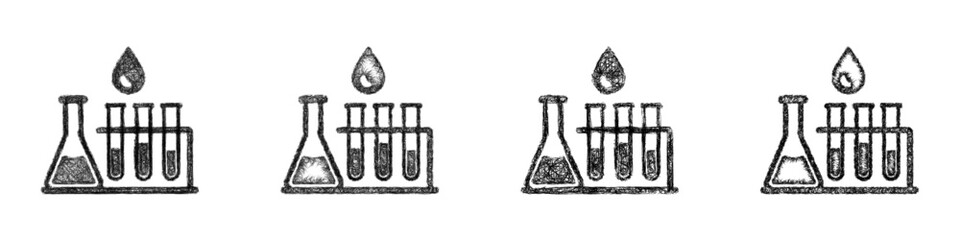 Obraz premium Sketch water laboratory icon design set
