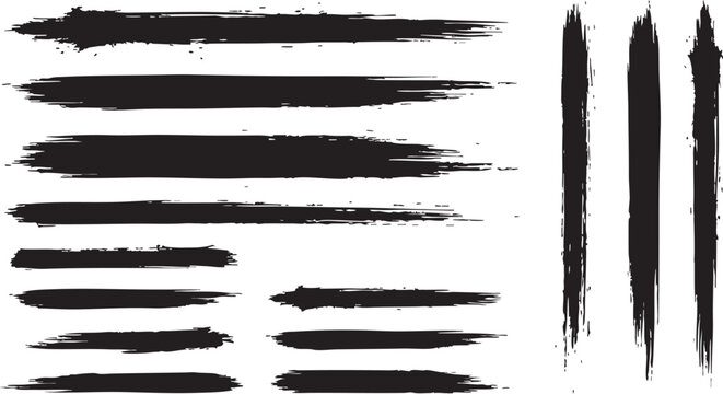Black brush strokes on white background for artistic and design purposes