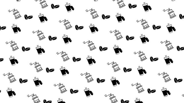 Coffee addict seamless pattern looping animation
