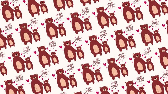 Mama bear seamless pattern looping animation
