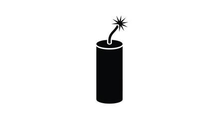 Dynamite stick silhouette with lit fuse on a white background © MDHABiBUR