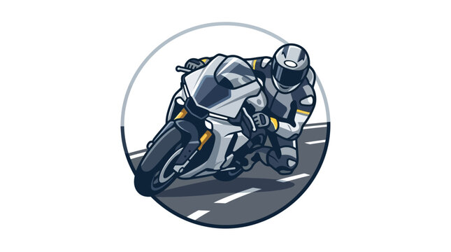 Motorcycle Racer Leaning into Turn on Track, Dynamic Action Shot