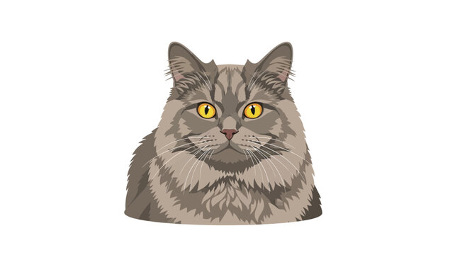 Gray Cat with Yellow Eyes Portrait.