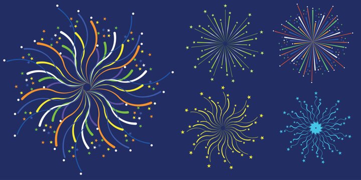 4th of July border, USA banner, fireworks pattern background