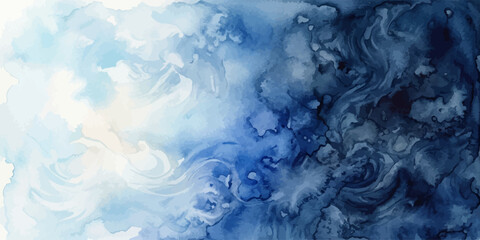 Fototapeta premium Expressive indigo and sky blue watercolor gradient texture with hand painted watercolor gradient background abstract artistic creative backdrop composition atmospheric bleeding decorative
