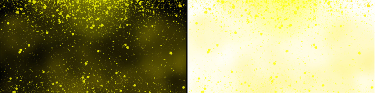 Yellow sparkling dust particles falling on dark backdrop for holiday design, glitter effect overlay.