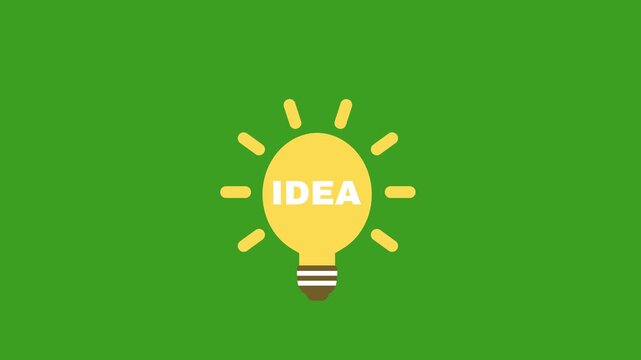 Lightbulb icon representing brilliant creative idea growing into financial profit with falling dollar banknotes and golden currency coins animated flat vector graphic loop on varied color backgrounds.