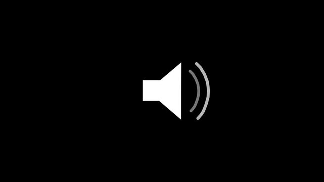 Speaker icon animated on, speaker volume animation, microphone, sound voice speaker icon animated optimized for audio and sound visualization.4k video