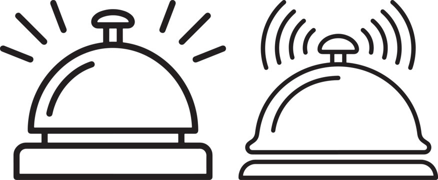 Two reception desk bells icons isolated on white.