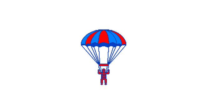 Person in red parachute gear flying.