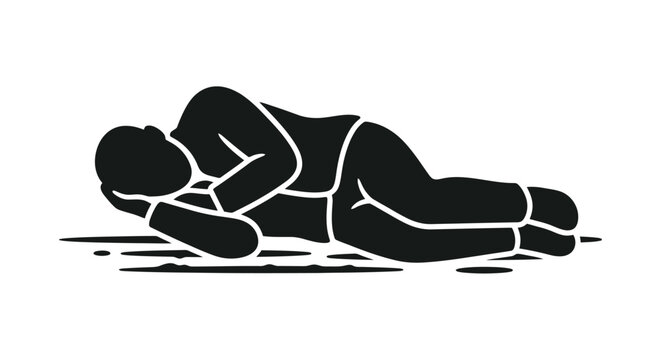 Man lying on the ground exhausted.