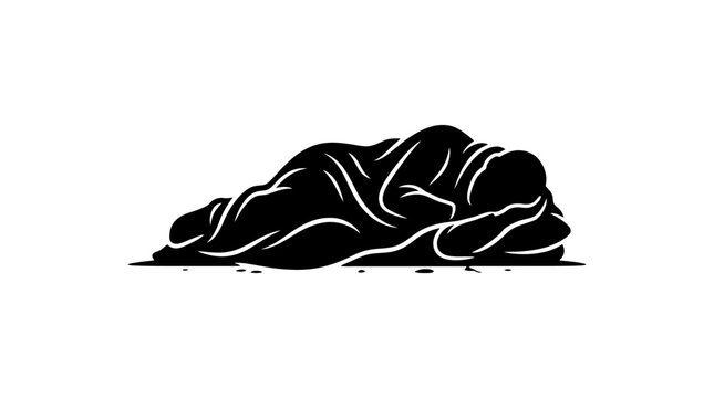 a black and white illustration of a sleeping person.