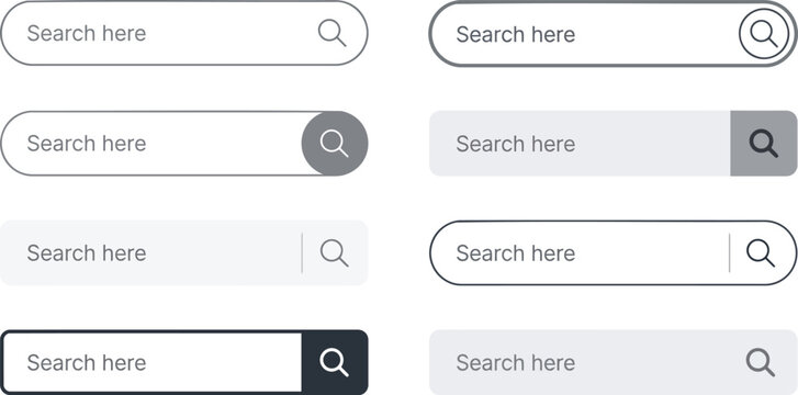 Collection of search bar input fields and interface UI components.