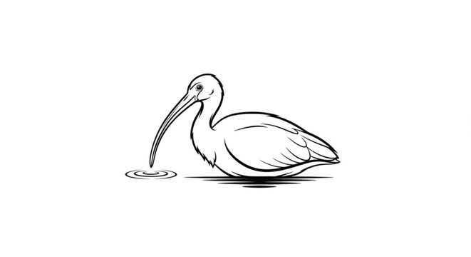 Spoonbill bird with long beak profile.