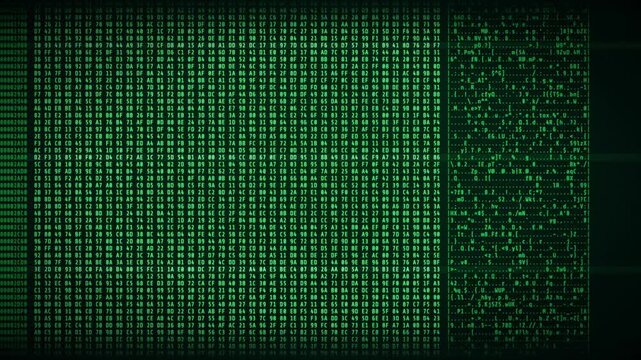 Endless Hexadecimal Memory Dump Scrolling Vertical Loop