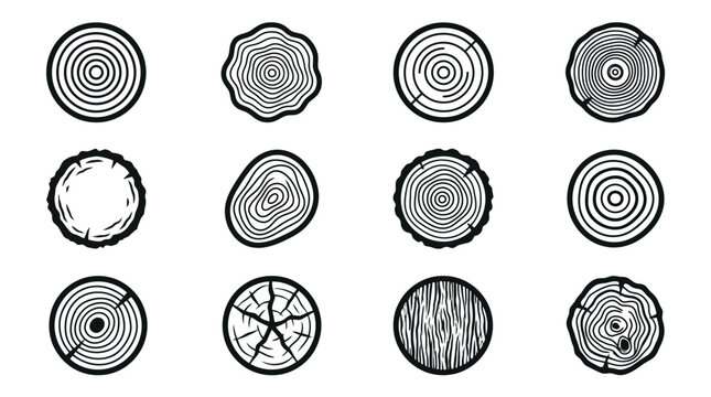 Black and white tree cross section patterns.