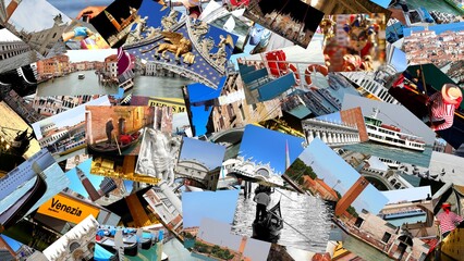 Photo collage of Venice Italy landmarks gondolas and canals travel memories © ChiccoDodiFC