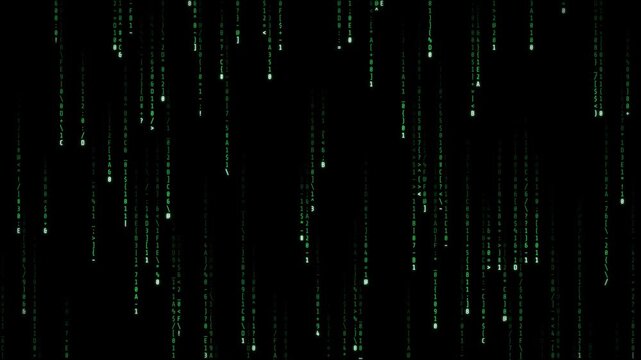 Matrix Style Digital Rain Cascading Binary Code Background