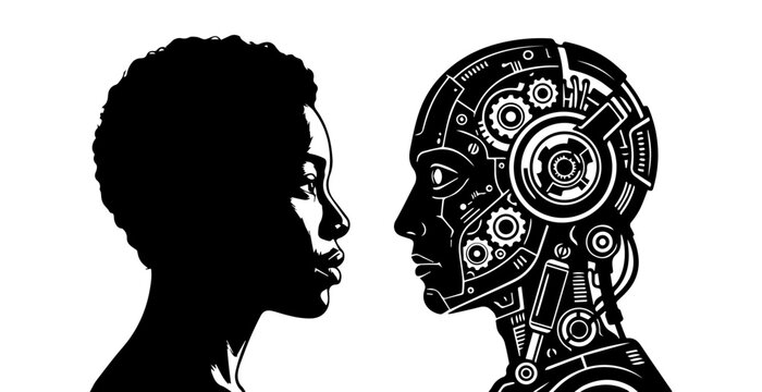 Human and robot head profile contrast