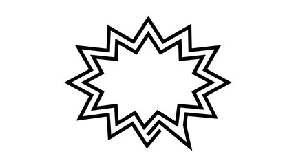 Fototapeta premium A black and white starburst graphic symbol.
