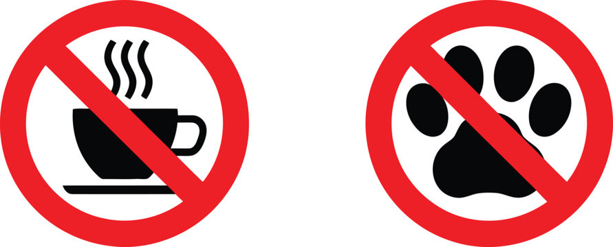 No hot drinks and no pets allowed vector illustration for regulated areas.