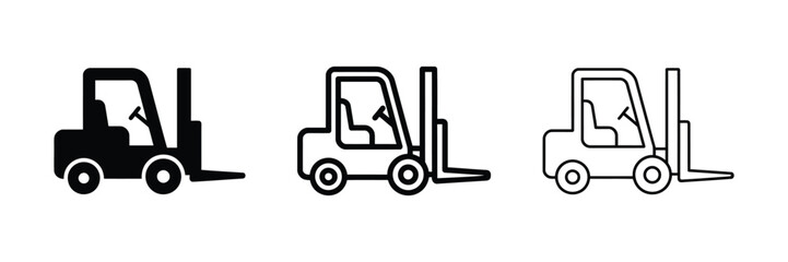 Forklift truck icon silhouette vector outline and line art © MD