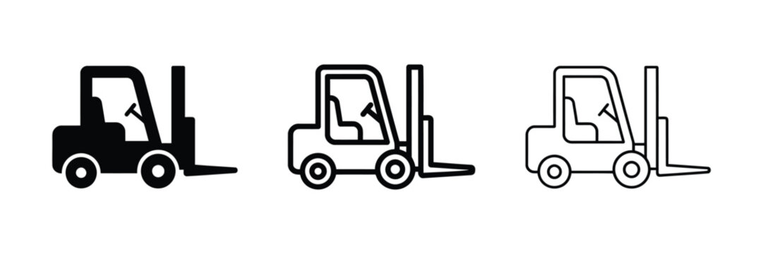 Forklift truck icon silhouette vector outline and line art