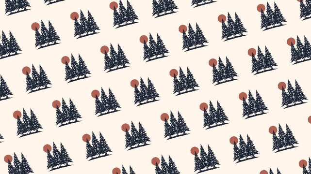 Pine tree seamless pattern looping animation

