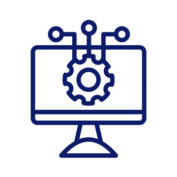 Artificial intelligence computer icon machine learning concept isolated on transparent background