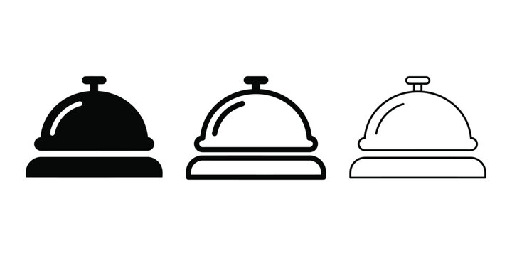 Desk bell icon silhouette vector outline and line art