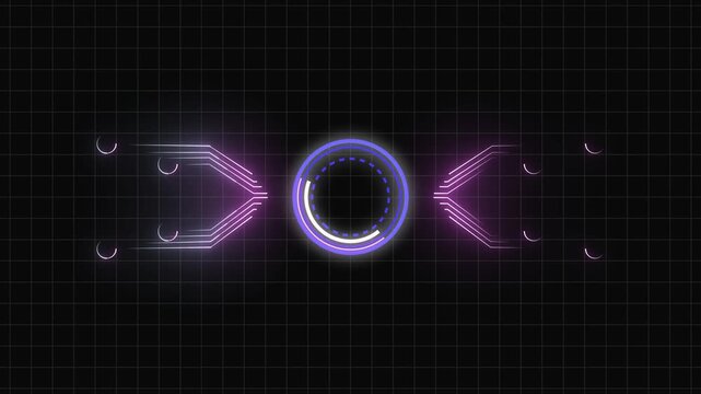 Futuristic digital interface with glowing circular element on grid. Abstract futuristic digital interface for database tracking dashboards. Technical futuristic digital interface visualization.