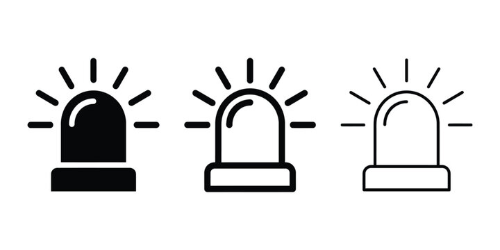 Emergency siren warning light icon silhouette vector outline and line art
