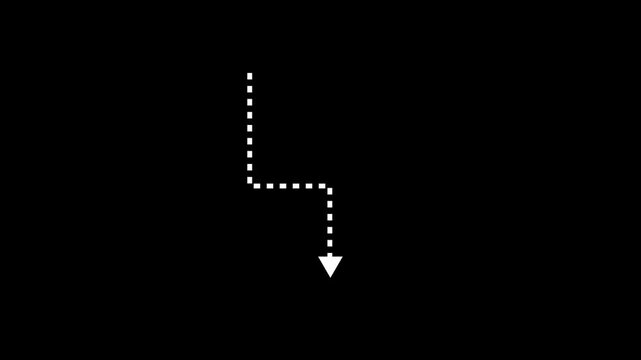 Direction concept, neon arrow icon, arrows indicates the direction of the overlay video layer. and looping neon line arrow icon animation.4k video