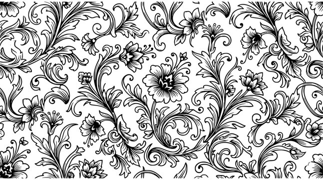 Luxury Black Floral Seamless Pattern Bundle