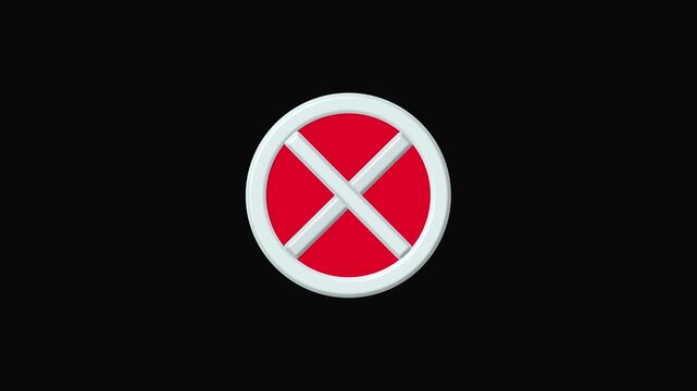Red forbidden sign with white cross symbol on black background. Official red forbidden sign with white cross symbol for warning layouts. Regulatory red forbidden sign with white cross symbol.