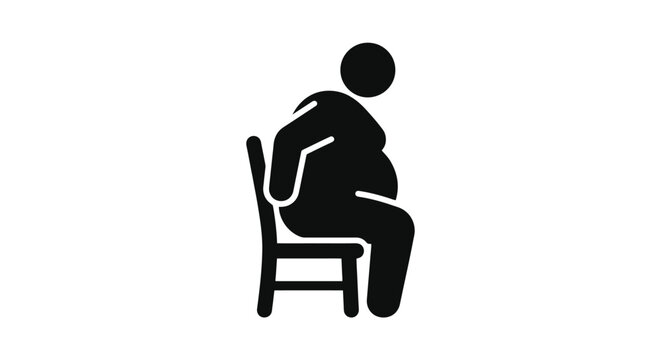 A fat person has difficulty sitting on a chair because it doesn't fit.