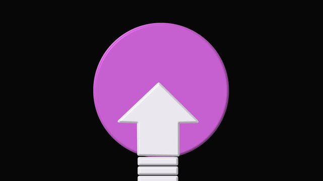 White upward arrow icon on vibrant purple oval background. Directing white upward arrow icon on vibrant purple oval for upload action. Modern white upward arrow icon on vibrant purple oval.