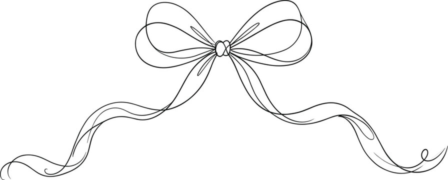 Continuous One Line Drawing of Decorative Ribbon Bow Vector Illustration for Minimalist Gift Wrapping Wedding Invitations Greetings and Package Designs