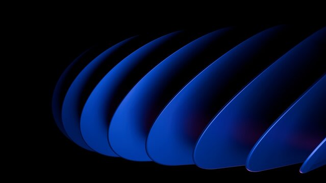 Abstract Blue Curved Panels On Black Background Modern Technology Wallpaper