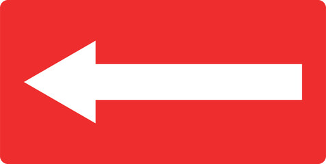 Simple white arrow pointing to the left on a vibrant red rectangular background a safety direction sign for clear guidance © Naeem