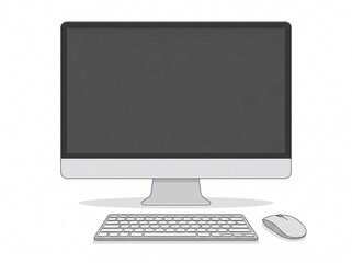 Fototapeta premium Desktop Computer and Peripherals: A modern desktop computer with a sleek monitor, keyboard, and mouse, ready for work or play.