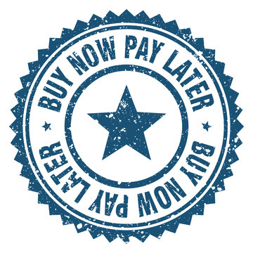 buy now pay later blue grunge round stamp. buy now pay later stamp