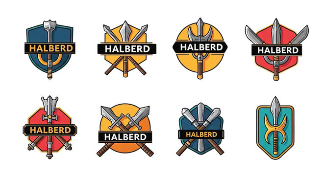 Collection of halberd logo designs.