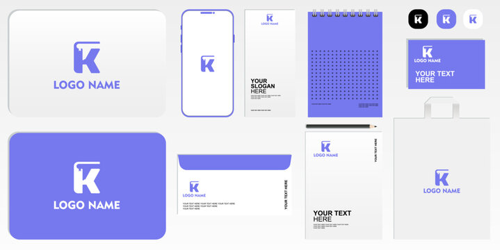 initial letter k book logo design