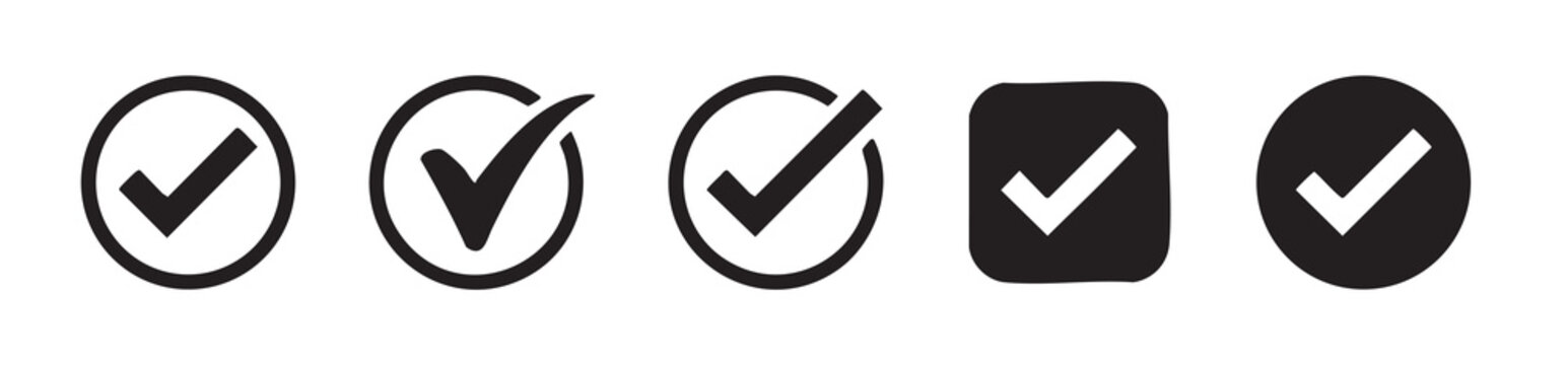 Check Mark Icons Vector Set for Approved Verified Success and Completed Tasks